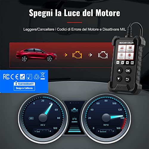 mucar CDL20 Diagnosi Auto Tutte Autodiagnosi OBD2/ EOBD con funzioni OBDII odb2 diagnostica in Italiano del Motore Strumento diagnostica per autoveico