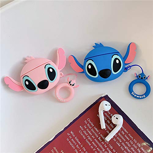 YIGEYI Custodia in Silicone Compatibile con Airpods 1 e 2 Funny Cute Cartoon 3D Case Cover[Serie di Animazione Avatar] (Big Ear Stitch)