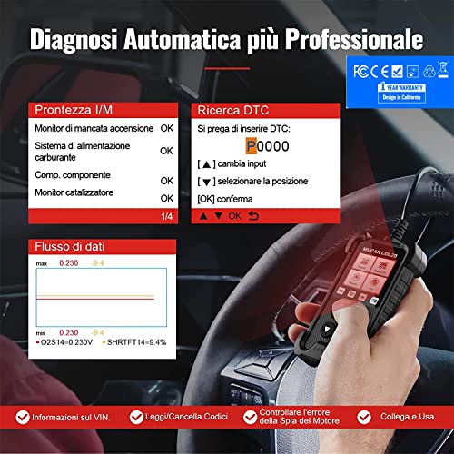 mucar CDL20 Diagnosi Auto Tutte Autodiagnosi OBD2/ EOBD con funzioni OBDII odb2 diagnostica in Italiano del Motore Strumento diagnostica per autoveico