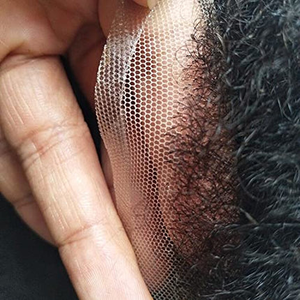 360 Parrucche di Pizzo Pieno Full Lace Parrucca Uomo per Afro Uomini Sistema di Sostituzione dei Capelli Protesi Capelli Uomo 8×10 Pollici Pelle Sottile 0.06cm Spessore Parrucche in Off Black