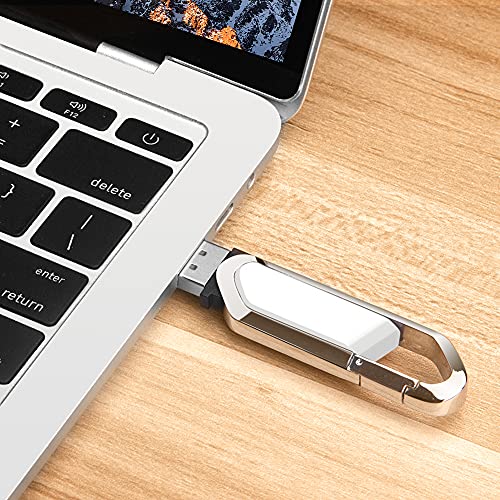 Chiavetta USB 64GB Pendrive Portatile a Forma di Portachiavi, USB 2.0 Unità Flash per Archiviazione Dati Esterna, bianca