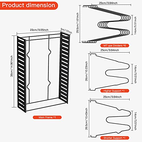 Liesun Contenitore pentola con 8 scomparti regolabili, contenitore coperchio casseruola, contenitore pentole nell'armadio, contenitore pentola, contenitore per pentole, contenitore per cucina piatto,