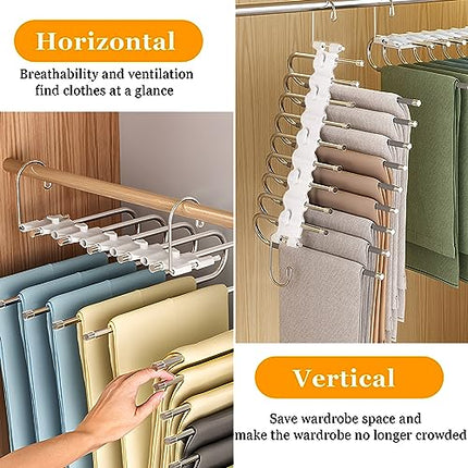 ENCOUN 9 in 1 Grucce Pantaloni, 2 Pezzo Grucce Pantaloni Salvaspazio, Antiscivolo Appendini Armadio, Appendini Pantaloni Magici, Appendini Portatili Multifunzionali per Jeans, Sciarpa
