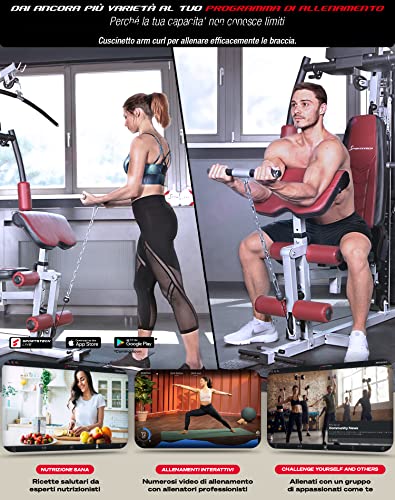 Sportstech - HGX100 Stazione Multifunzione Palestra, 45-in-1 Attrezzi Palestra Casa con Palestra Multifunzione, Stepper, Lat Machine e Altro, Stazione Premium Home Gym per L'allenamento di Tutto il