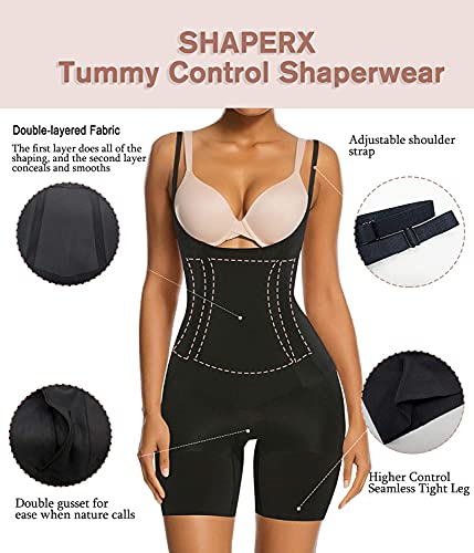 SHAPERX Donna Body Contenitivo Stringivita Modellante Dimagrante Snellente Bodysuit Intimo Guaina Contenitiva Shaper Shapewear Addominale Compressione Bustino, UK-SZ2490293-Black-L