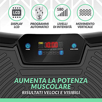 Fitness Pedana Vibrante Ultra Slim | 5 Programmi + 180 Levelli | Altoparlanti Bluetooth | Dimensioni Ridotte | Design Made in UK | Performance Durevole