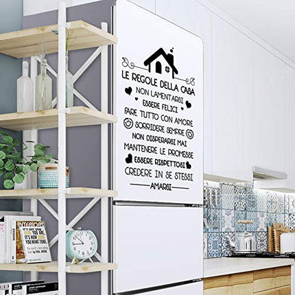 Le Regole della Casa Italiano Adesivi da Parete Muro Adesivo Murali Decorativo Decorazione fai da te Domestica Porta Camera da Letto Soggiorno