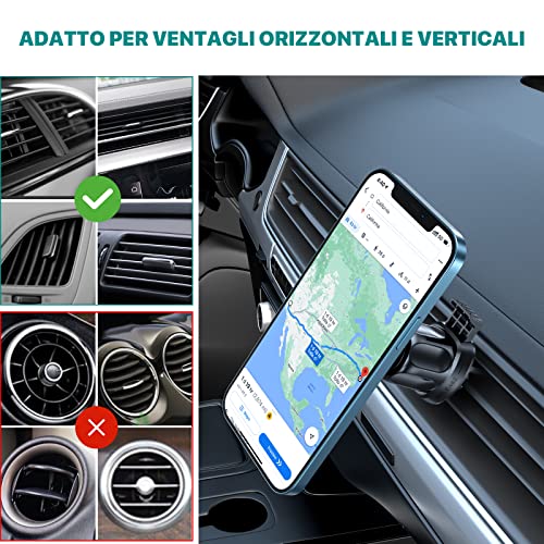 Miracase Porta Cellulare Auto Magnetico, Supporto Telefono Auto Calamita【Per Presa D'aria】 Dell'Auto Porta Smartphone Universale, Compatibile con iPhone 14/iPhone 13 e Samsung e Xiaomi