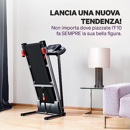 Sportstech - F10 Tapis Roulant Pieghevole, 1HP Tapis Roulant Professionale con 3 Livelli Di Inclinazione (Fino A 18°), A Bassa Rumorosità Tapirulan Pieghevole con Cinturino per Il Polso E Console LCD