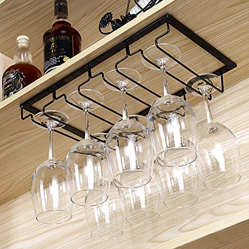 Auveach Portabicchieri Supporto con 4 Binari per 8-12 Bicchiere di Vino - Mantieni I Bicchieri Asciutti a Sospensione o a Parete Cromato Wine Glass Holder Casa Vino Bar Decorazione (4 Binari)