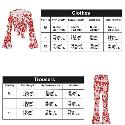 Gohytal Costume Hippie da Donna, 5 Pezzi anni '70 anni '80, Costume hippie Hippie, Accessori per Carnevale, Festival Abbigliamento, Accessori Hippie per Costume di Halloween, Cosplay, Carnevale