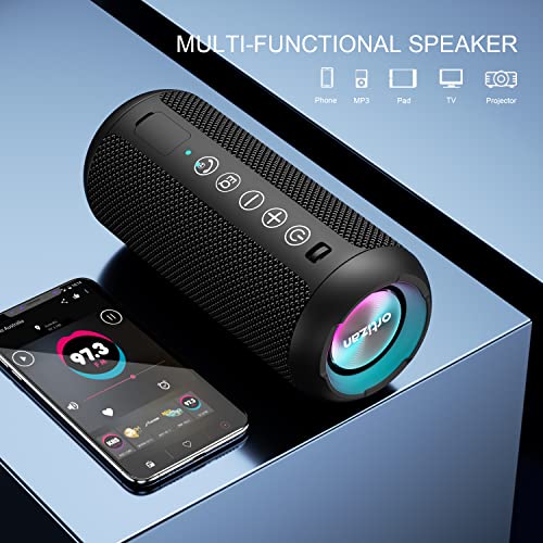 Ortizan X10 Speaker Bluetooth Portatile-Cassa Altoparlante Bluetooth Waterproof IPX7-Con Luce,Fino a 30h di Autonomia,3 Effetti Sonori Stereo Hi-Fi Bassi, Vivavoce Microfono-Con AUX, TF