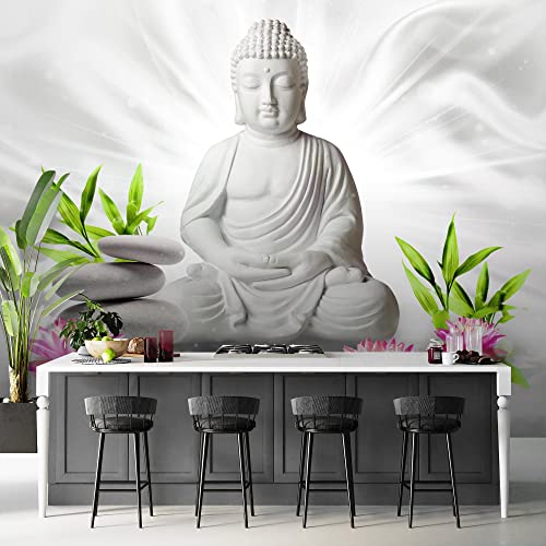 Carta da parati fotografica 396 x 280 cm fiori Buddha Zen | Vello Decorazione Murale Soggiorno Camera Da Letto | Manifattura tedesca | Bianco Verde Rosa 9289012c