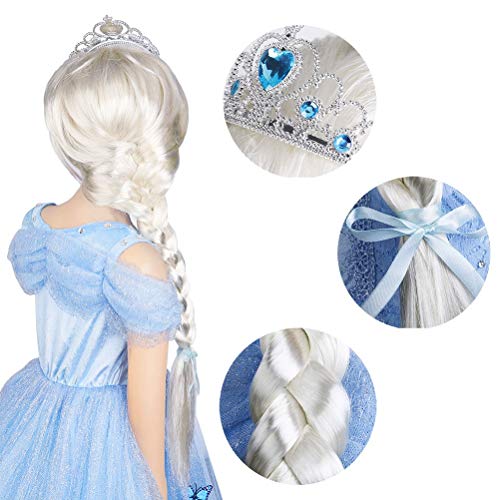 Vicloon Nuovi Costumi da Principessa Set Dono da Tiara, Guanti, Bacchetta Magica, Anello, orecchino, Collana da 3 a 9 Anni (9pcs)