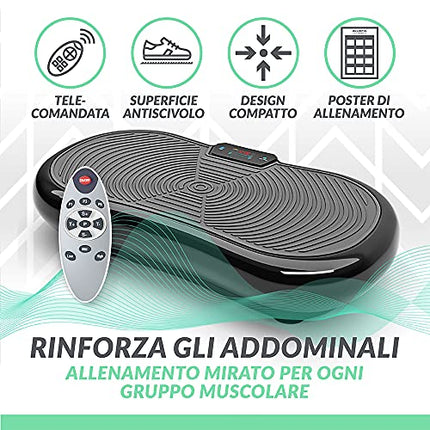 Fitness Pedana Vibrante Ultra Slim | 5 Programmi + 180 Levelli | Altoparlanti Bluetooth | Dimensioni Ridotte | Design Made in UK | Performance Durevole