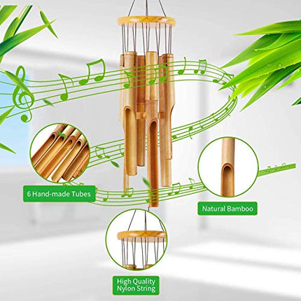 Rdutuok Carillon a vento in bambù, regalo commemorativo, in legno, per interni ed esterni, 81 cm, per giardino, cortile, patio e decorazioni per la casa