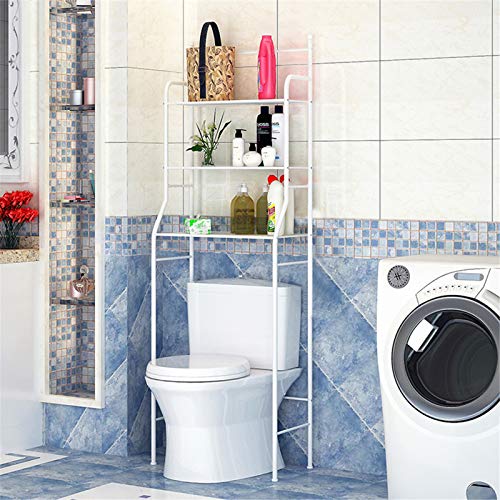 Scaffale Bagno e WC Mobile da Mettere sopra al WC, Mobile sopra toilettes, 3 Ripiani (bianco)