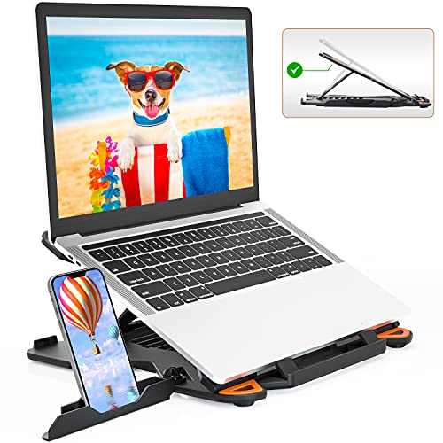 TopMate Supporto per Laptop per Scrivania Regolabile in Altezza, Supporti Portatili Computer Girevole, Appoggia PC Portatile con Supporto Telefono, Supporto Notebook per MacBook Air Pro 10-17"