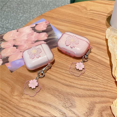 Ownest Compatibile con AirPods 1 Custodia AirPods 2 Custodia Protettiva, Adorabile Fiore Antivibrante TPU Trasparente Floreale Portachiave Flash per Donne e Ragazze Cover per Airpods 2&1- Fiori