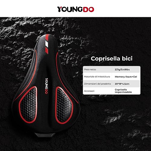 YOUNGDO Coprisella Bici Gel, Copri Sella Bici, Ergonomico, Morbido e Confortevole, con Copertura Impermeabile, per MTB, Bici da Corsa, E-Bike