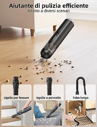Chuboor Aspirabriciole Senza Fili, Aspirapolvere Auto 14000Pa Aspirabriciole 6 in 1 Multifunzione 25 Min Ricaricabile con Ventilatore/Gonfiatore/Pompa/LED e Luce SOS per Casa Auto All'aperto - P13B