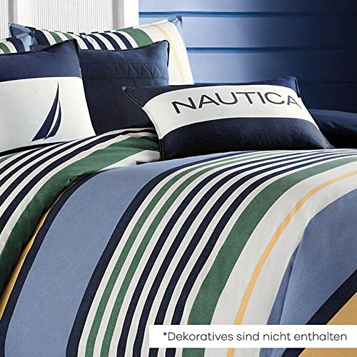 Nautica Home Dover - Set Copripiumino 100% Cotone, Satin, 155 x 205 cm + 50 x 80 cm