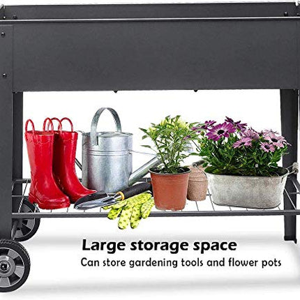 Khomo Gear - Carrello zincato alto per coltivazione orto urbano in casa, ideale per piante, frutta, verdure, per terrazza, giardino, interno esterno, colore nero