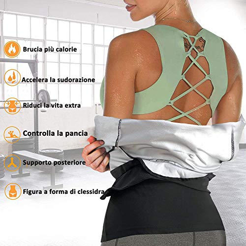 Gotoly Maglia Sauna Dimagrant Donna Tuta per Sudare Dimagrire Fitness Manica Lunga T-Shirt Fascia Dimagrante Canotta Termici Sportiva Gilet Body Shaper (Nero, M)