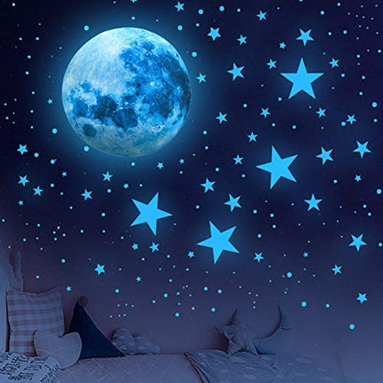 506PCS Stelle Fluorescenti Adesive Soffitto Stelline Luminose per Cameretta Adesivi Murali Bambini Cameretta Stelle Luna Adesivo Muro Luminoso Decorazione per Soggiorno Cameretta Bambino