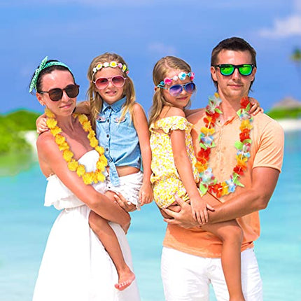 GWHOLE 50 Pezzi Ghirlanda Hawaiana Collana Tropicale Ghirlande Hawaii Hula Multicolori Fiori Ghirlande Festa per Vacanze Matrimoni Spiagge Decorazioni di Compleanno