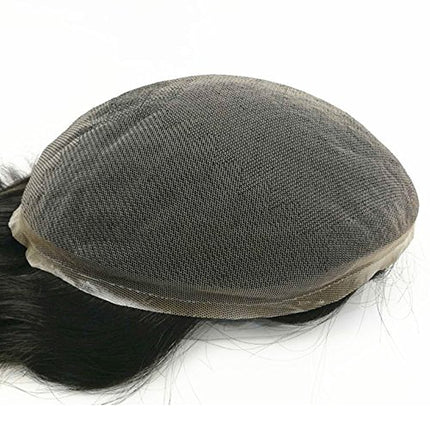 Parrucche di Pizzo Pieno Full Lace Parrucca Uomo per Afro Uomini Sistema di Sostituzione dei Capelli Protesi Capelli Uomo 8×10 Pollici Pelle Sottile 0.06cm Spessore Parrucche (#4 light brown)