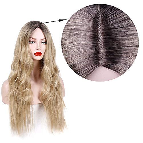 Mildiso Parrucca bionda da donna Ombre lunga ondulata ricci naturali/per donne Wig vita quotidiana anime cosplay party Halloween carnevale 019AA