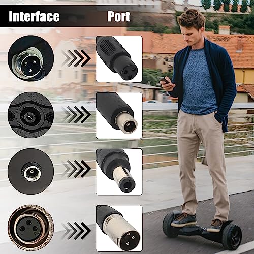 Fivtsme Caricatore Monopattino Elettrico, 42V 2A Caricabatteria per Scooter, Caricatore Universale con 6 Connettori, per Hoverboard, Scooter Elettrico, Drifting Board, Scooter Xiaomi Ninebot