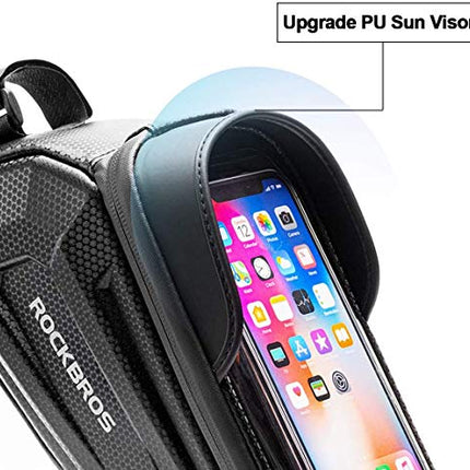 ROCKBROS Borsa da Telaio Bici Rigida Impermeabile, Borsa Tubo Anteriore per MTB Bicicletta, Porta Cellulare 6.5 Pollici TPU Touchscreen, Grande capacità 1.7L Accessori Bike