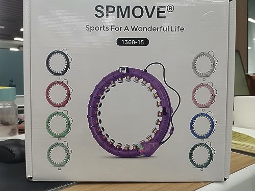 SPMOVE Smart Hula Hoop, Smart Hula Hoop per adulti e principianti, Hula Hoop con sfera di peso, Hoola Hoop per dimagrire e fitness, pneumatici fitness con palla LED e contatore, 24 pezzi rimovibili