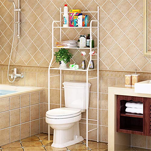 Scaffale Bagno e WC Mobile da Mettere sopra al WC, Mobile sopra toilettes, 3 Ripiani (bianco)