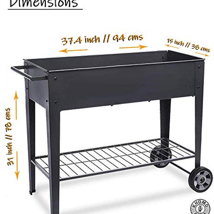 Khomo Gear - Carrello zincato alto per coltivazione orto urbano in casa, ideale per piante, frutta, verdure, per terrazza, giardino, interno esterno, colore nero
