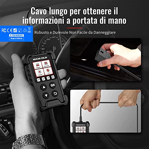 mucar CDL20 Diagnosi Auto Tutte Autodiagnosi OBD2/ EOBD con funzioni OBDII odb2 diagnostica in Italiano del Motore Strumento diagnostica per autoveico