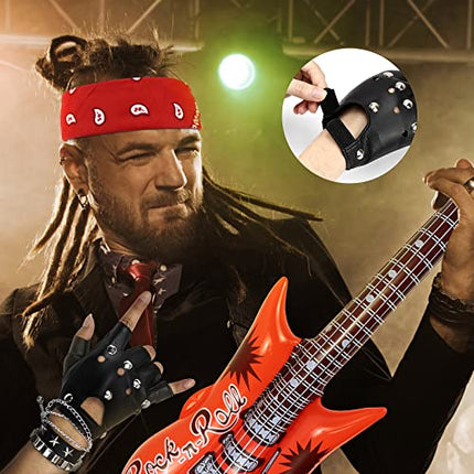Dreamtop 10 pezzi Punker Costume Accessori Punk Gothic Rocker Kit Uomo Rock Star Punker Kit 70s 80s 90s Disco Rocker Travestimento Accessori Gonfiabile Chitarra Microfono Rocker Kit