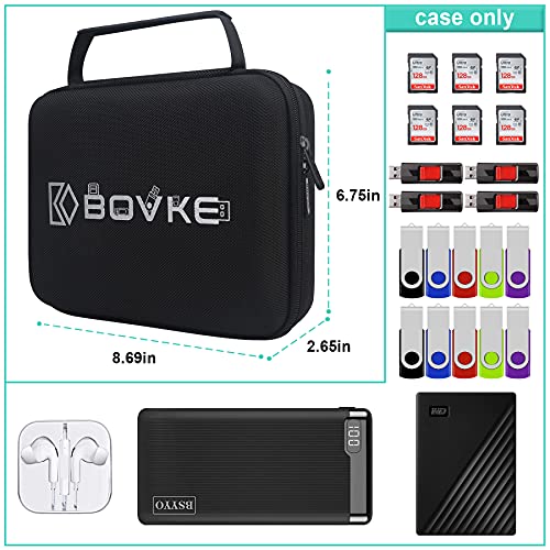 BOVKE 34 Slot Custodia per unità flash Custodia USB Custodia per disco rigido Organizzatore elettronico Scheda SD Custodia per memoria per Sandisk, chiavette Samsung, tasca extra per accessori, nero