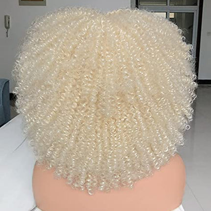 ANNIVIA Parrucca afro ricana con pony per donne nere da 14 pollici, capelli sintetici, resistenti al calore, parrucca piena (bianco)