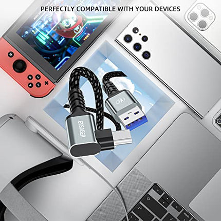 ESSAGER Cavo collegamento 5M USB 3.0 Compatibile con Meta/Oculus Quest 2 Accessori e PC/Steam VR, Trasferimento dati PC ad Alta Velocità, Cavo USB C per Cuffie VR e PC da Gioco