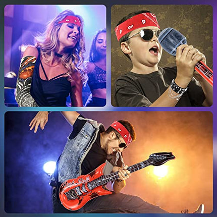 Dreamtop 10 pezzi Punker Costume Accessori Punk Gothic Rocker Kit Uomo Rock Star Punker Kit 70s 80s 90s Disco Rocker Travestimento Accessori Gonfiabile Chitarra Microfono Rocker Kit