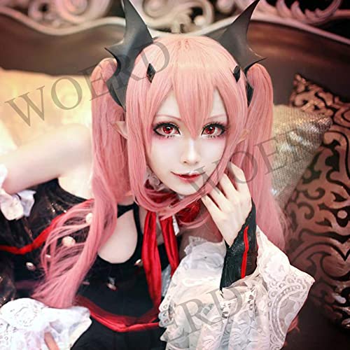 WOERD Krul Tepes parrucca lunga con frangia, capelli sintetici sintetici resistenti al calore, per Halloween, Natale, carnevale (dimensioni: con copricapo, colore: 90 cm)