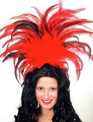 Carnevale cappello Samba penna gioielli rosso