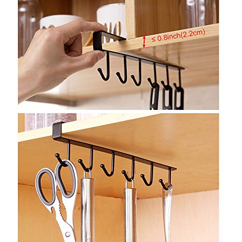 EigPluy 2pcs Mug Ganci Tazze Bicchieri di vino Deposito Ganci Cucina Utensil Cravatte Cinture e Sciarpa Appeso Gancio Rack Titolare Sotto Armadietto Armadio Senza Foratura ,Nero