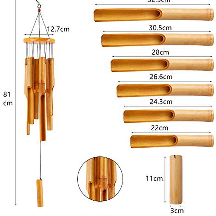 Rdutuok Carillon a vento in bambù, regalo commemorativo, in legno, per interni ed esterni, 81 cm, per giardino, cortile, patio e decorazioni per la casa