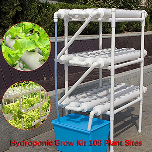 3 Strati 108 Posizioni Hydroponic Site Grow Kit 4 Tubi Verticali Pipeline idroponica Sistema di Coltivazione idroponica Sistema operativo da Giardino per casa, Balcone, Giardino