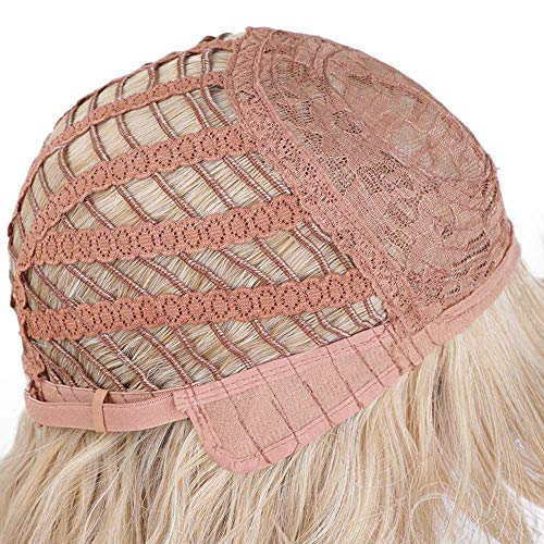 Parrucca bionda donna ricci lunghi parrucche con frangia per donne/ragazze/sintetici capelli sintetici parrucche naturali partita/costume Wig DE001XA