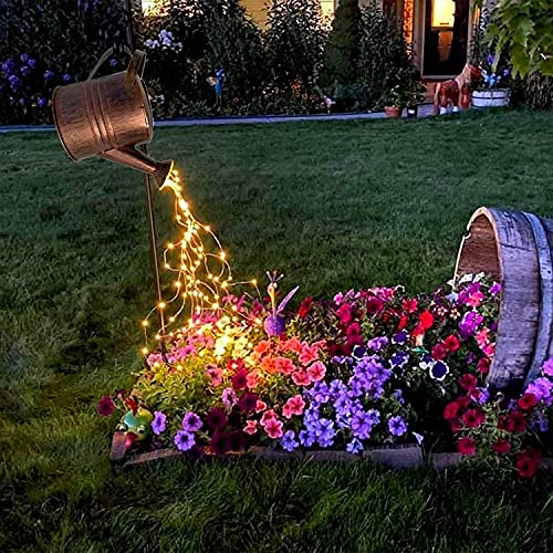 lifemet Innaffiatoio solare luci decorazioni da giardino - sculture impermeabili in rame all'aperto ornamento stella led fata arte lampada decorativa da giardino (con staffa)